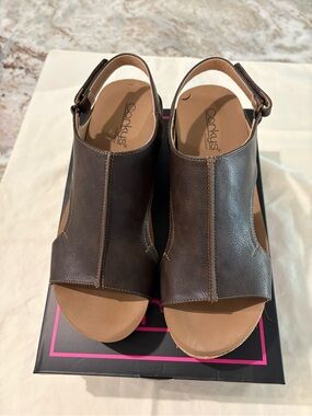 Corkys Dark Brown Open-Toe Slingback Sandals